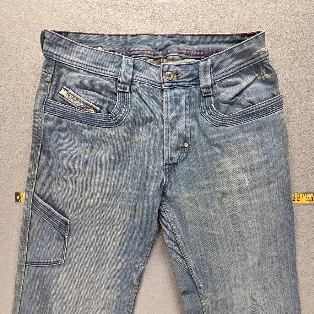 Diesel Jeans Mens 30x34 Blue Hippix Carpenter Flap Pocket Button Fly Italy 00710